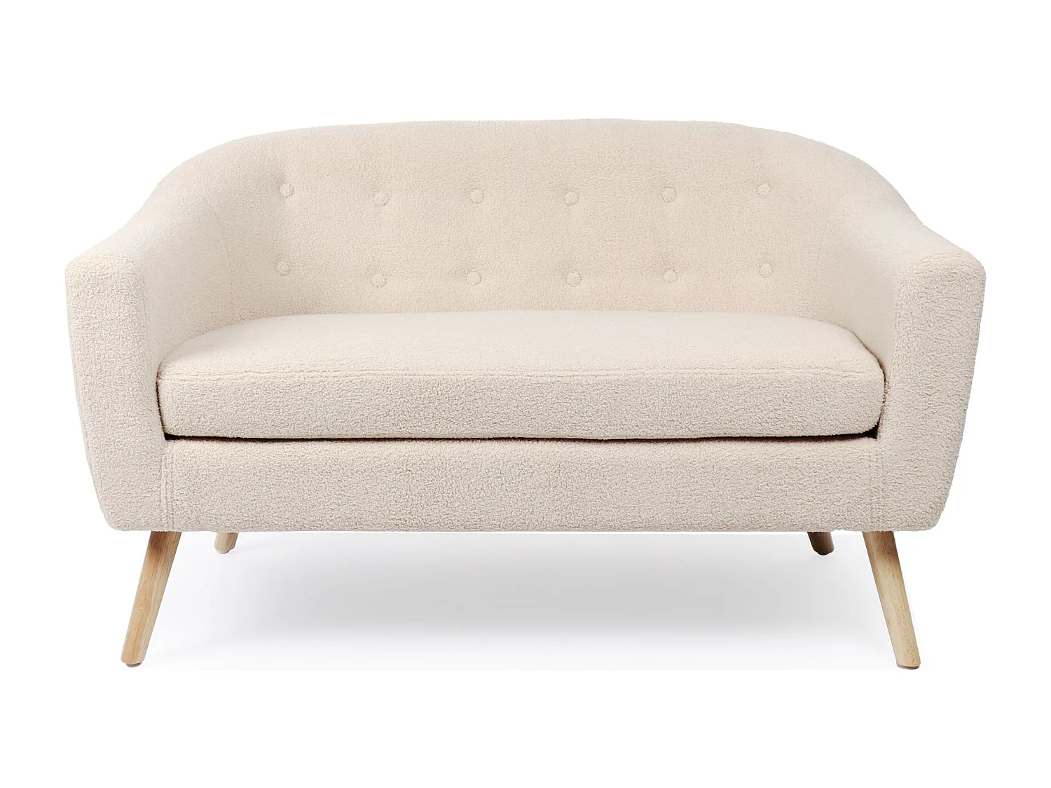 Canapé 2 places style scandinave Savoy Tissu Bouclette Beige