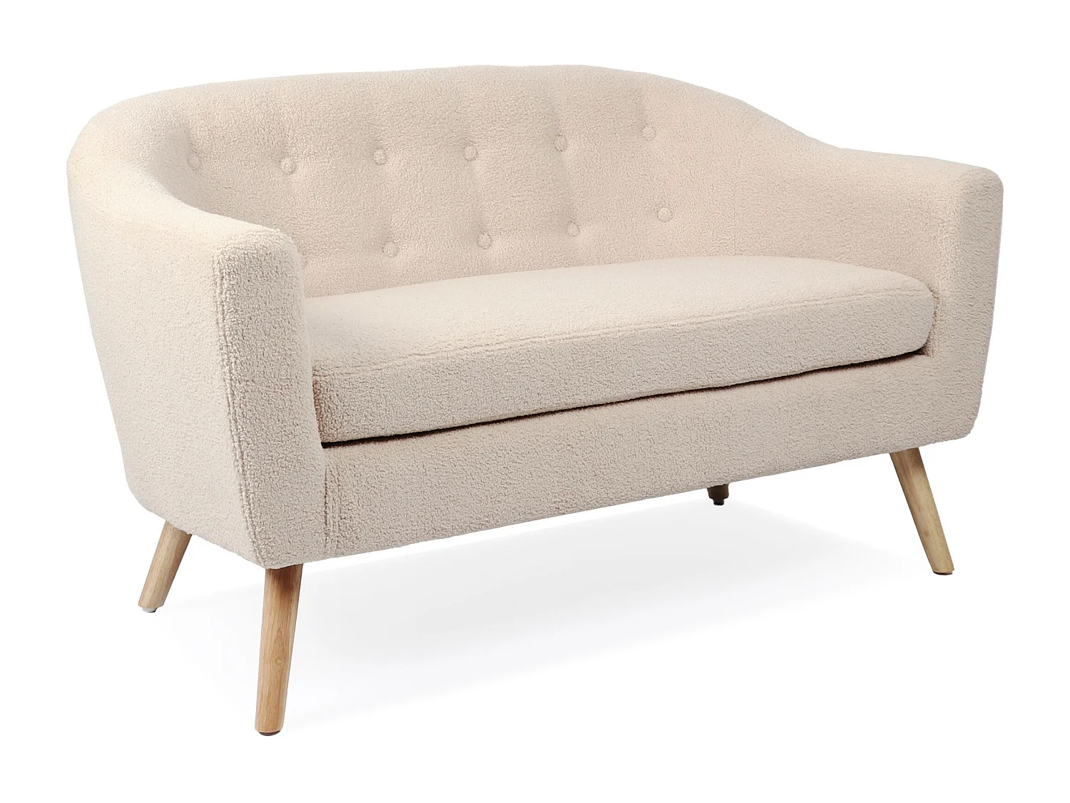 Canapé 2 places style scandinave Savoy Tissu Bouclette Beige