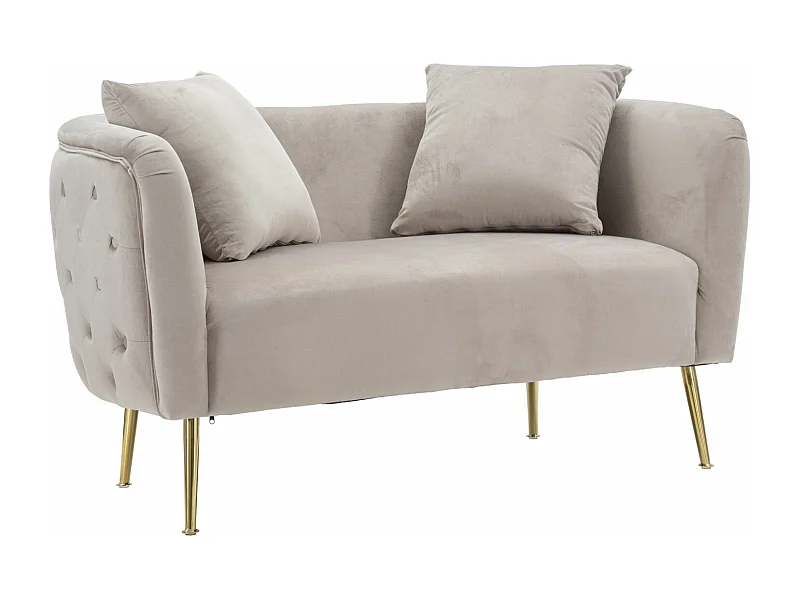 Divanetto in tessuto grigio con gambe dorate cm 127x74x71