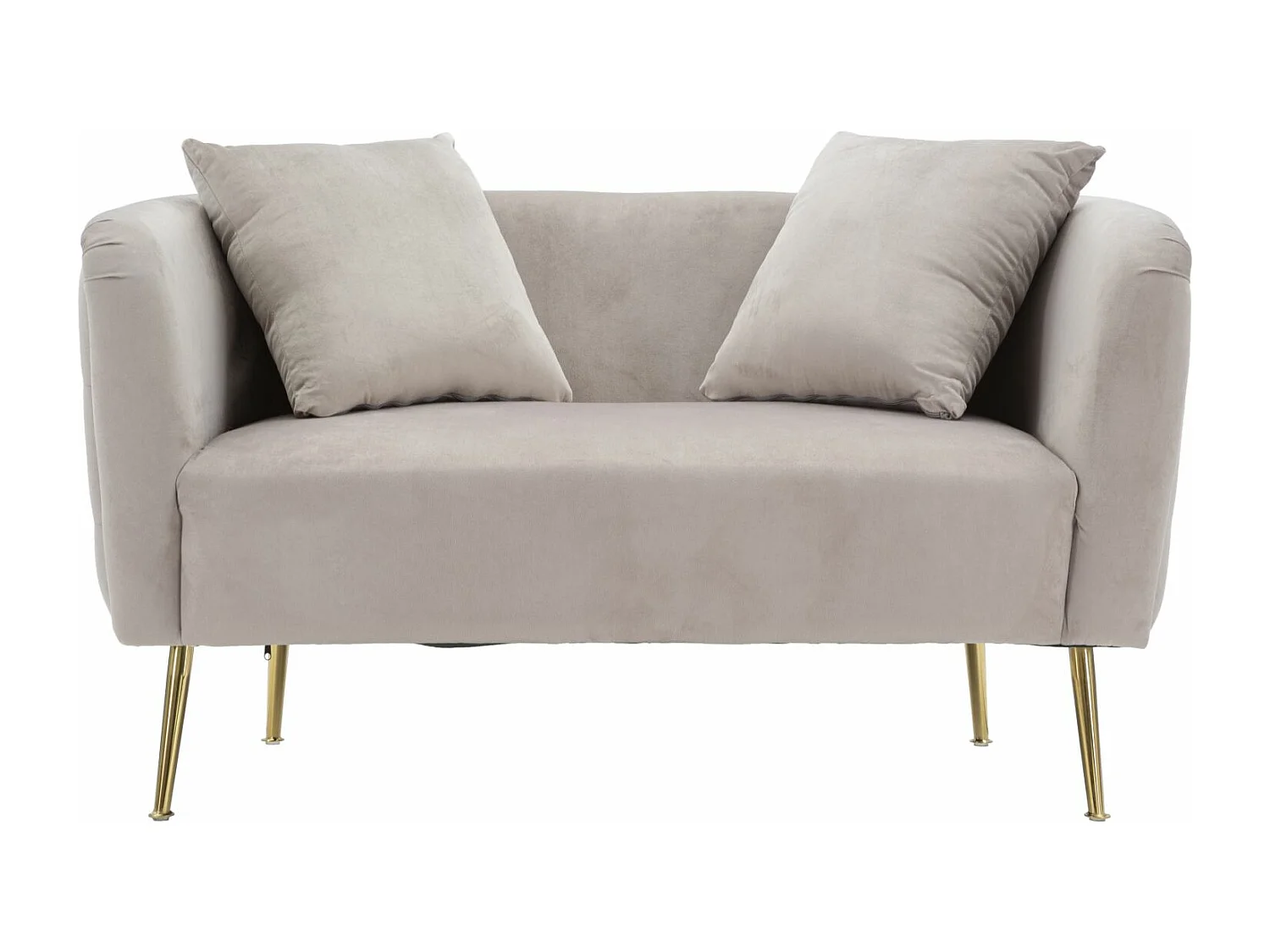 Canapé en tissu gris avec pieds dorés cm 127x74x71