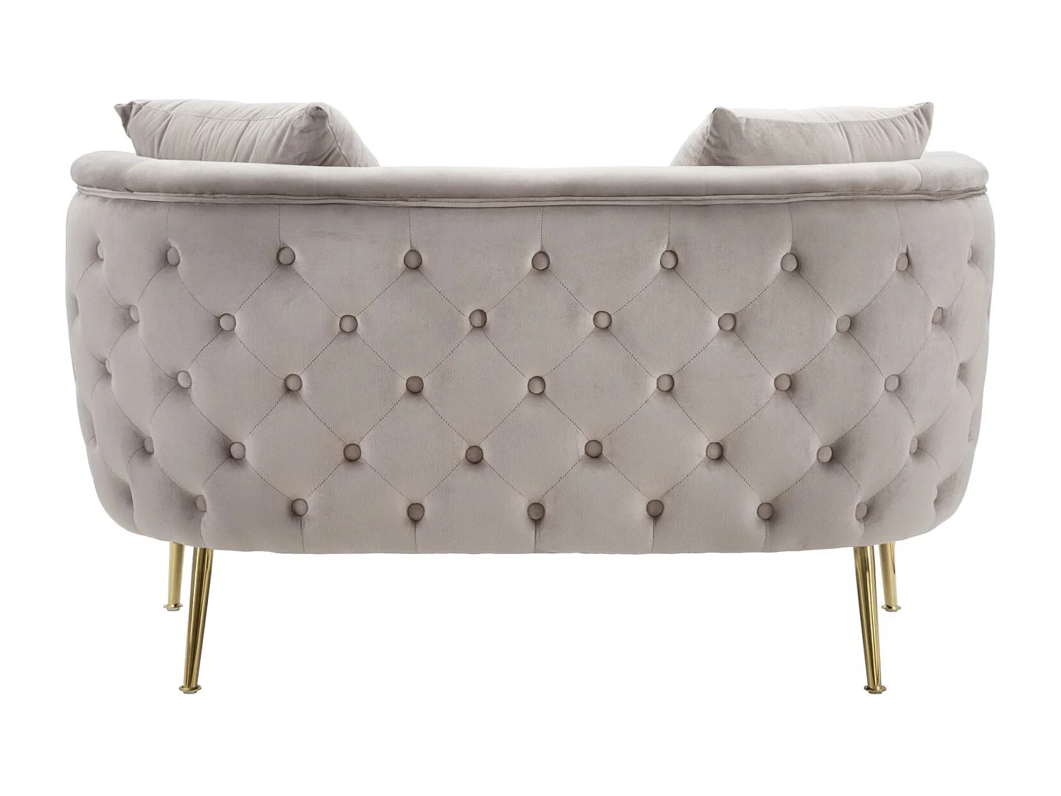 Canapé en tissu gris avec pieds dorés cm 127x74x71