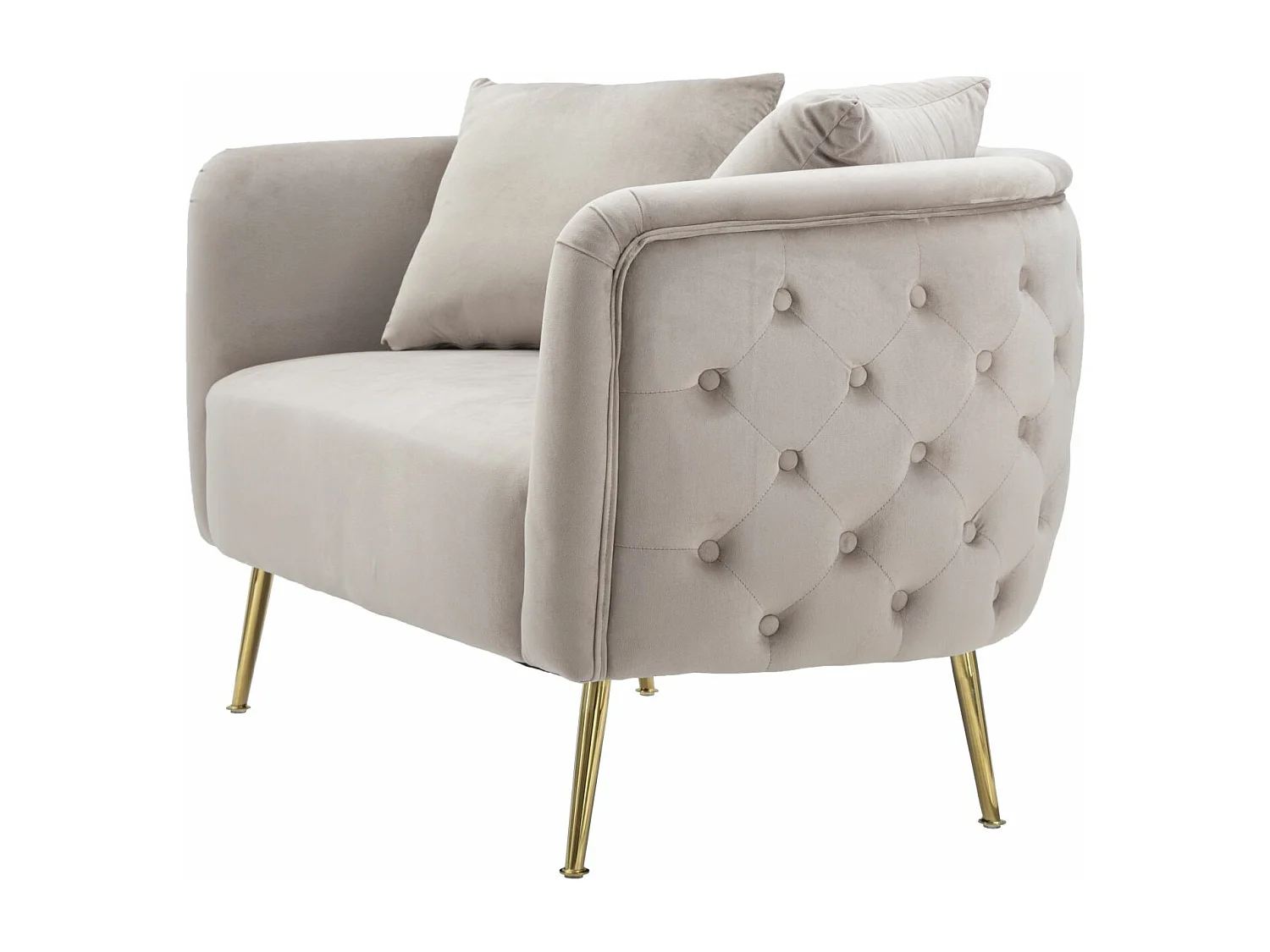 Canapé en tissu gris avec pieds dorés cm 127x74x71