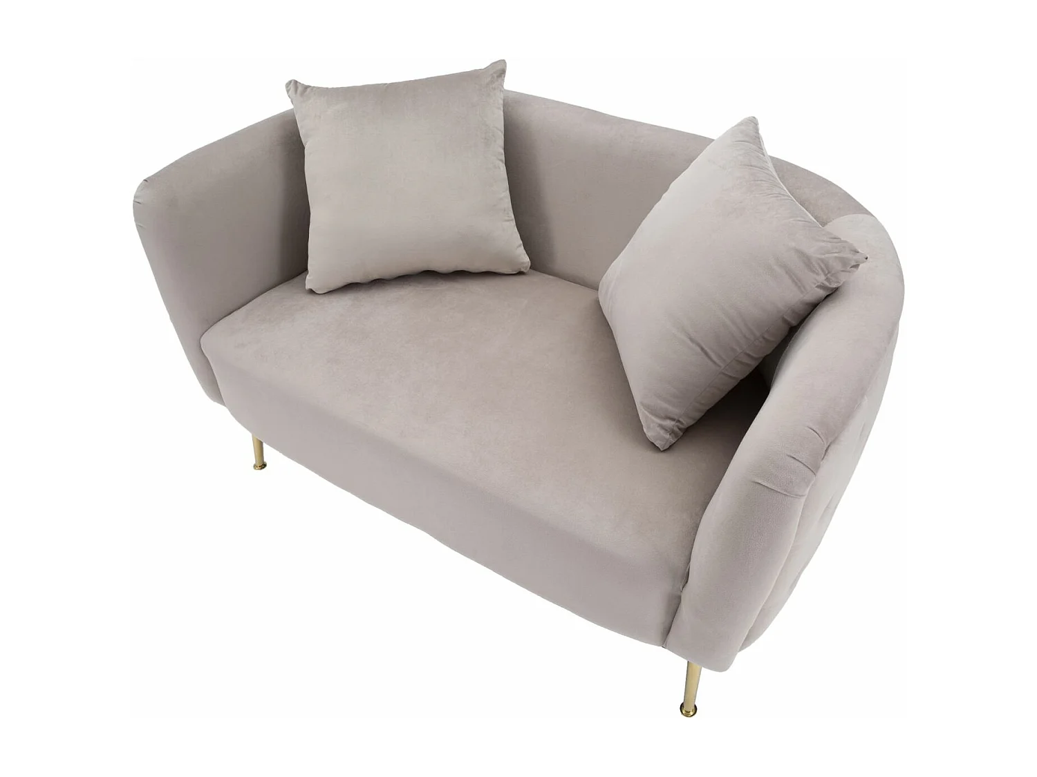 Canapé en tissu gris avec pieds dorés cm 127x74x71