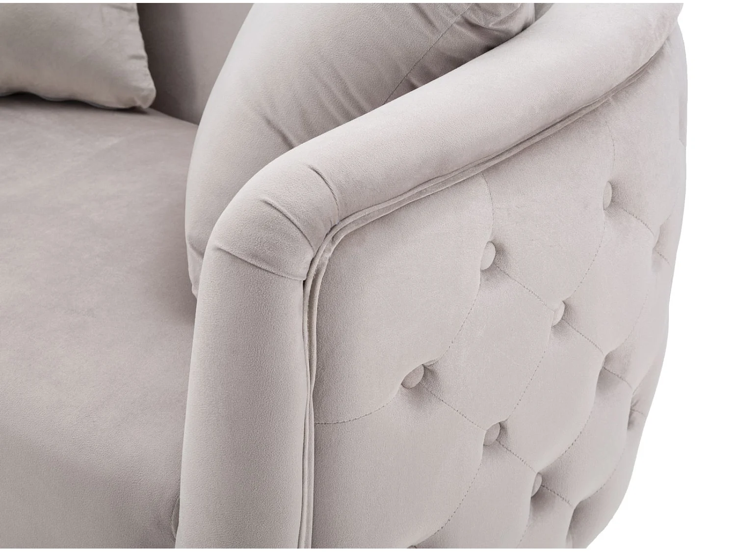 Canapé en tissu gris avec pieds dorés cm 127x74x71