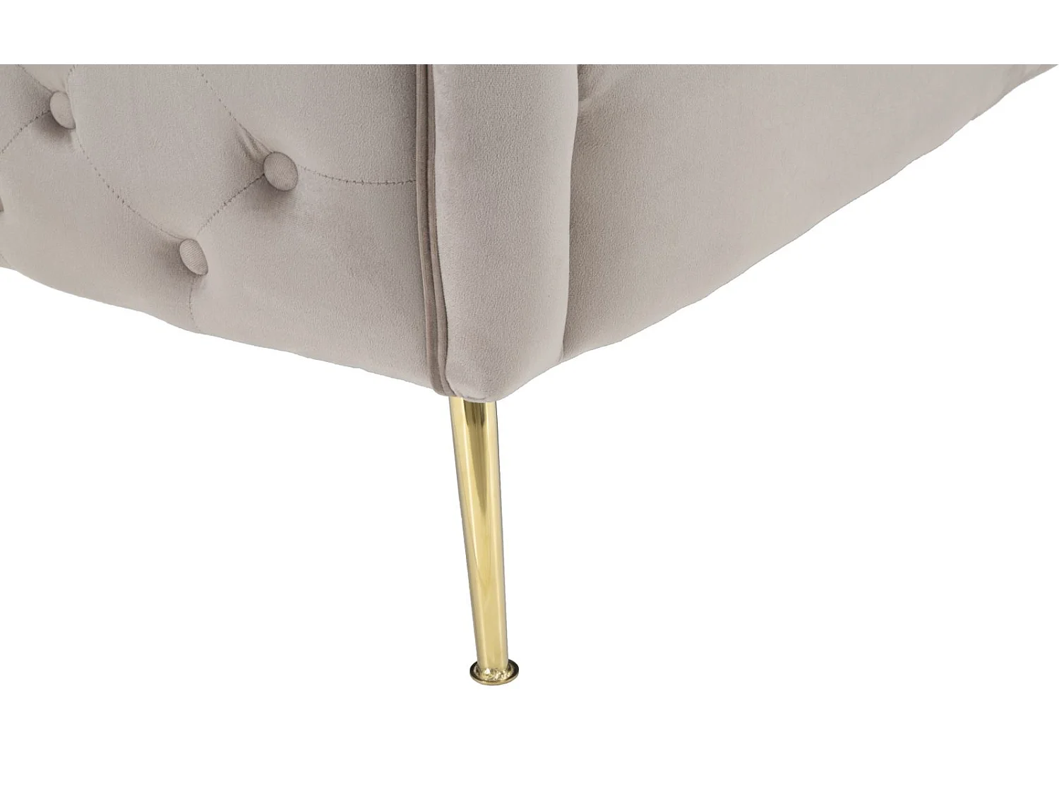 Canapé en tissu gris avec pieds dorés cm 127x74x71