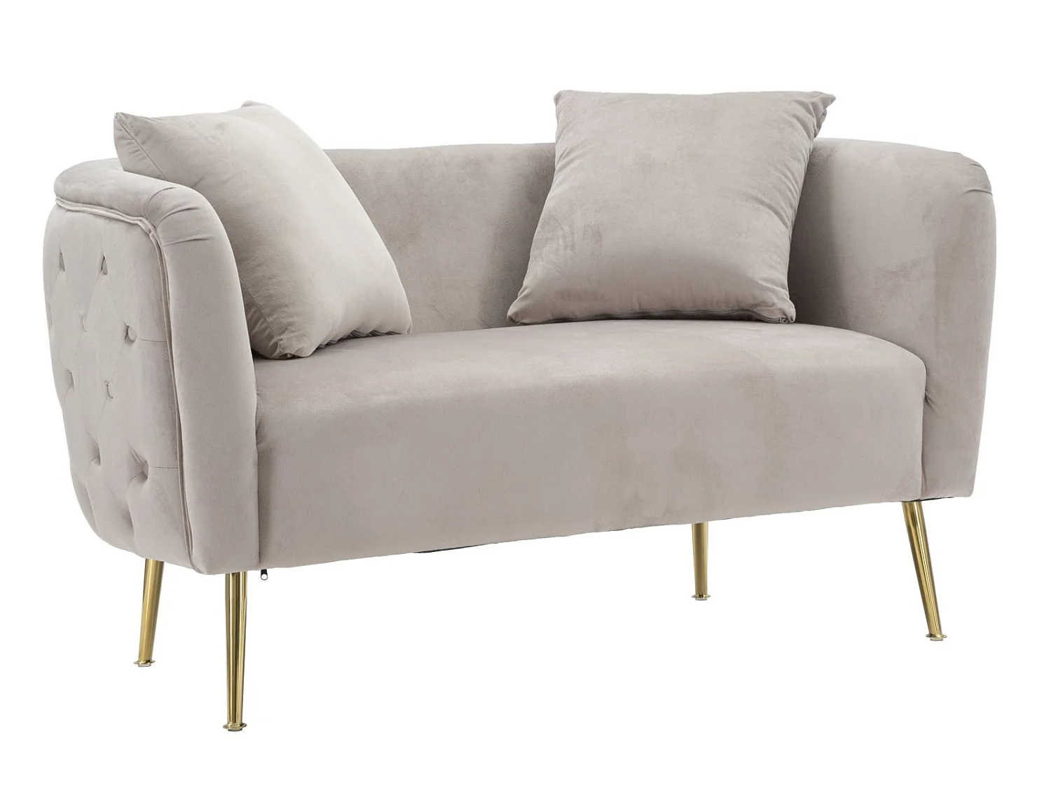 Kleines Sofa aus Stoff grau mit goldfarbenen Beinen 127x74x71 cm