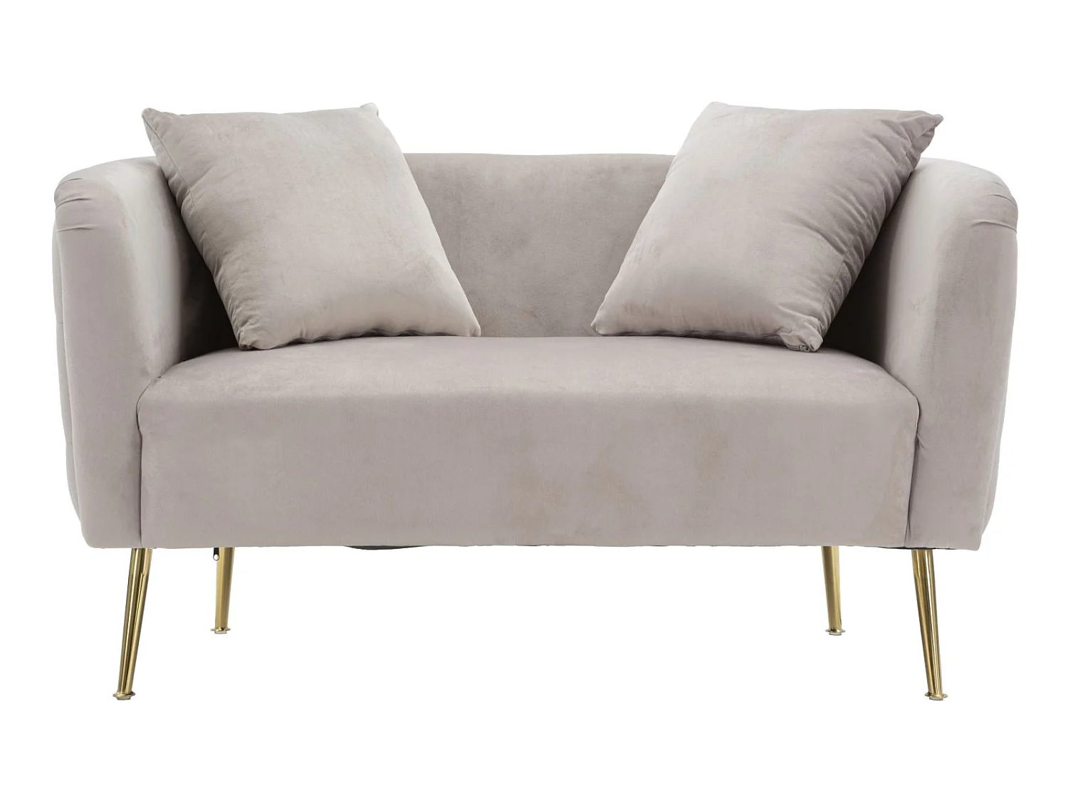 Kleines Sofa aus Stoff grau mit goldfarbenen Beinen 127x74x71 cm