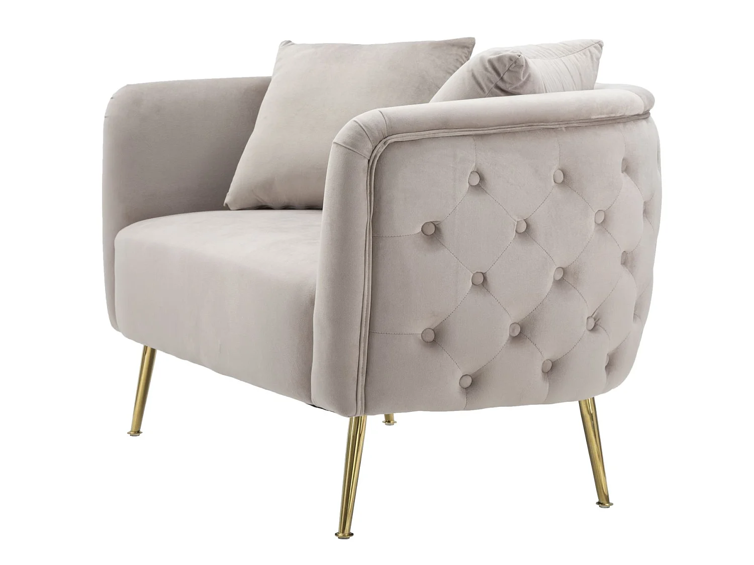 Kleines Sofa aus Stoff grau mit goldfarbenen Beinen 127x74x71 cm