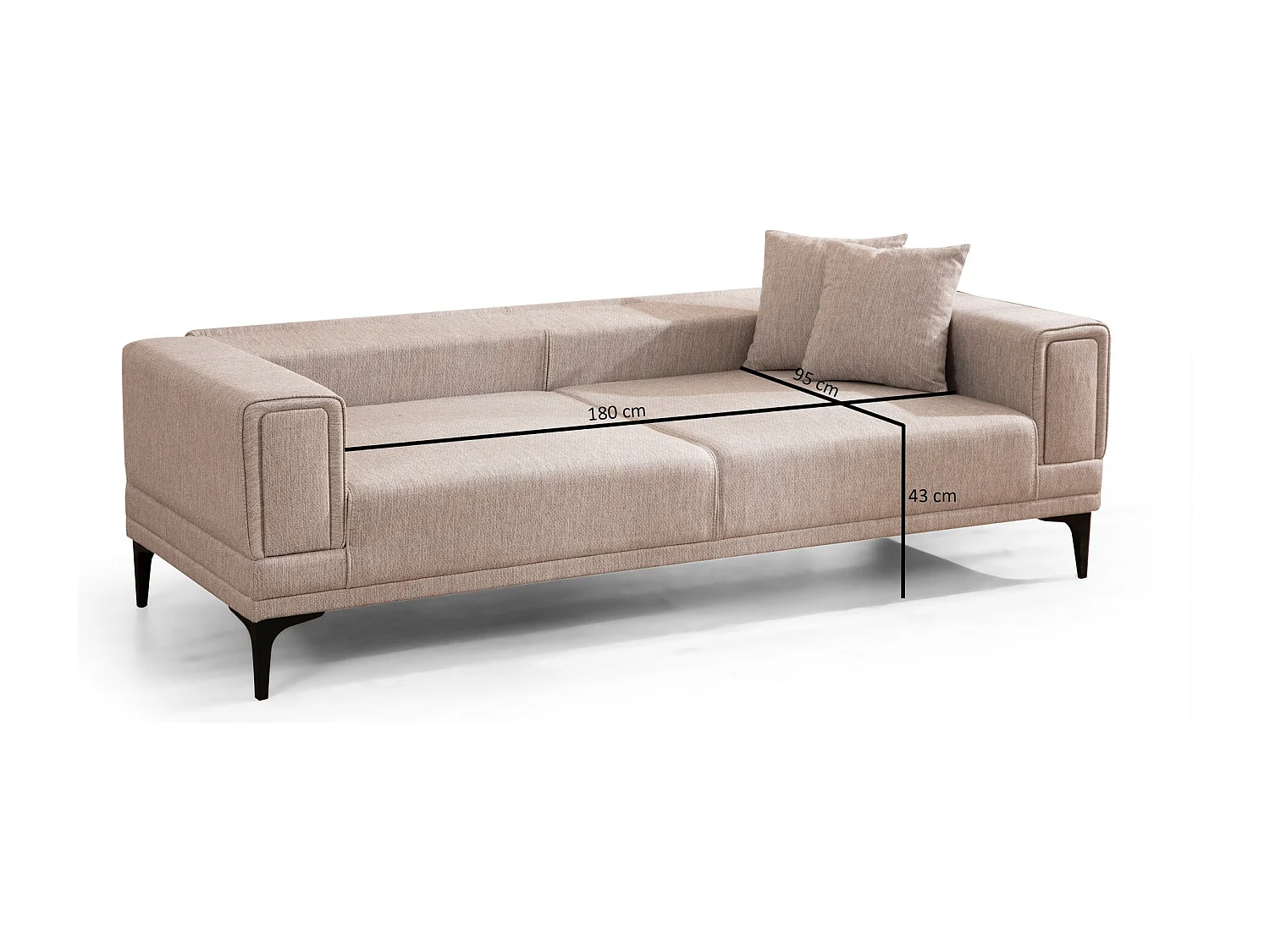 Canapé 3 places convertible Vertice Tissu toile Taupe