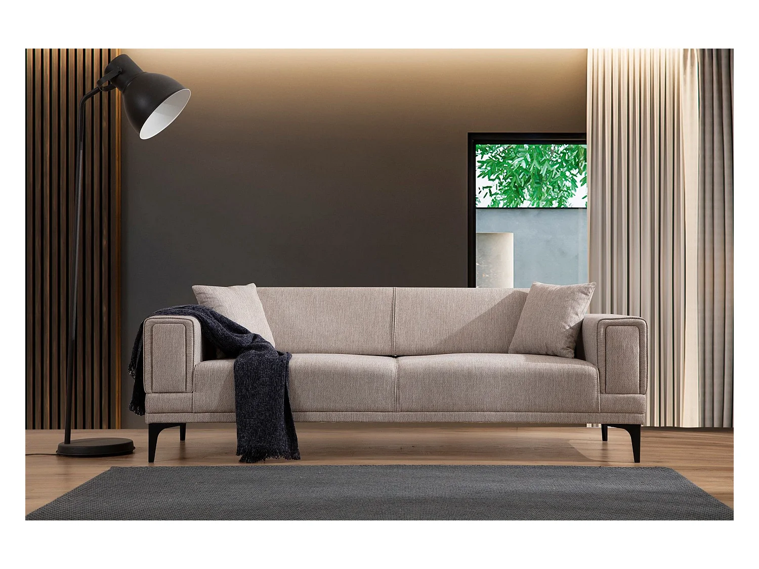 Canapé 3 places convertible Vertice Tissu toile Taupe