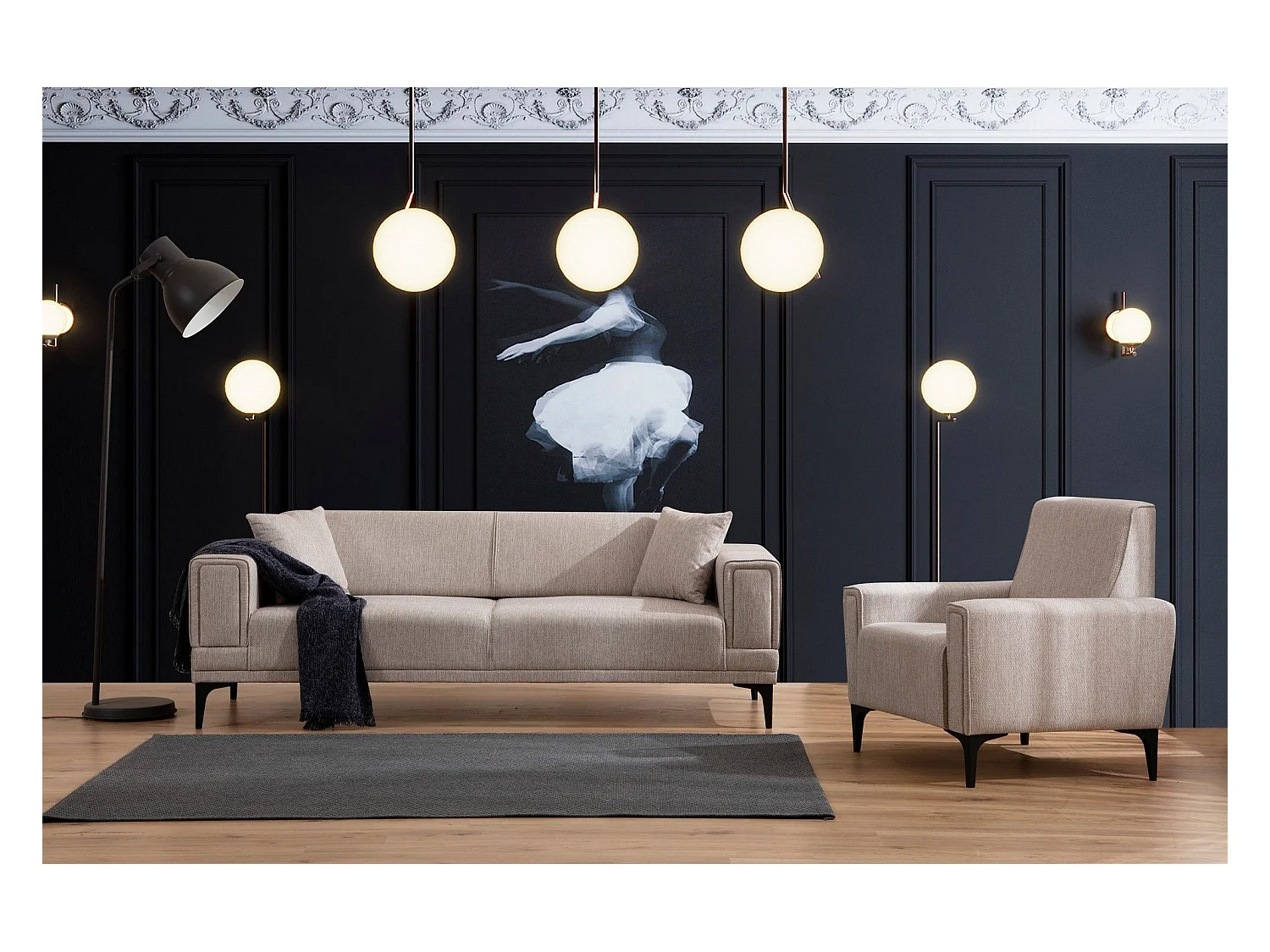 Canapé 3 places convertible Vertice Tissu toile Taupe