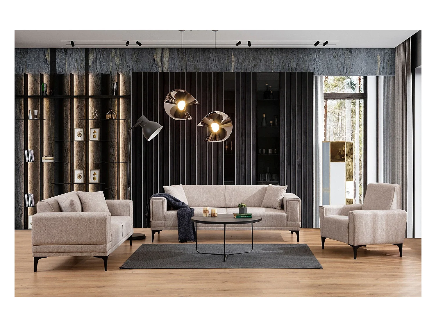 Canapé 3 places convertible Vertice Tissu toile Taupe