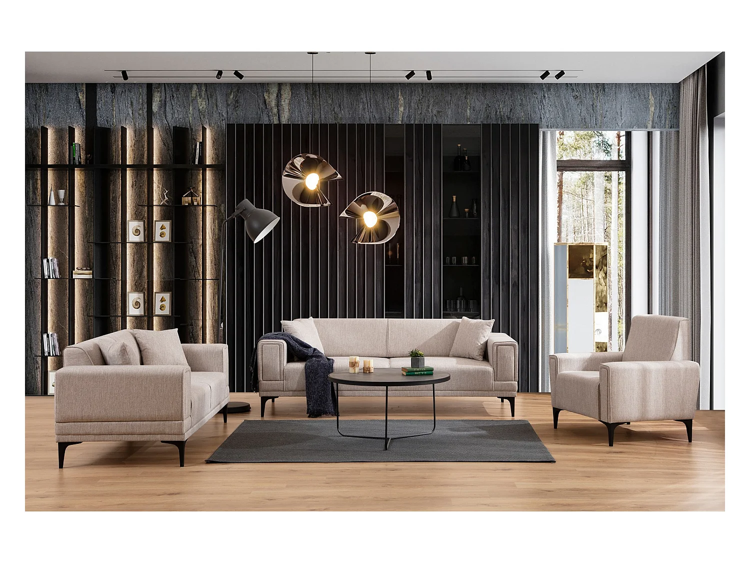 Canapé 3 places convertible Vertice Tissu toile Taupe