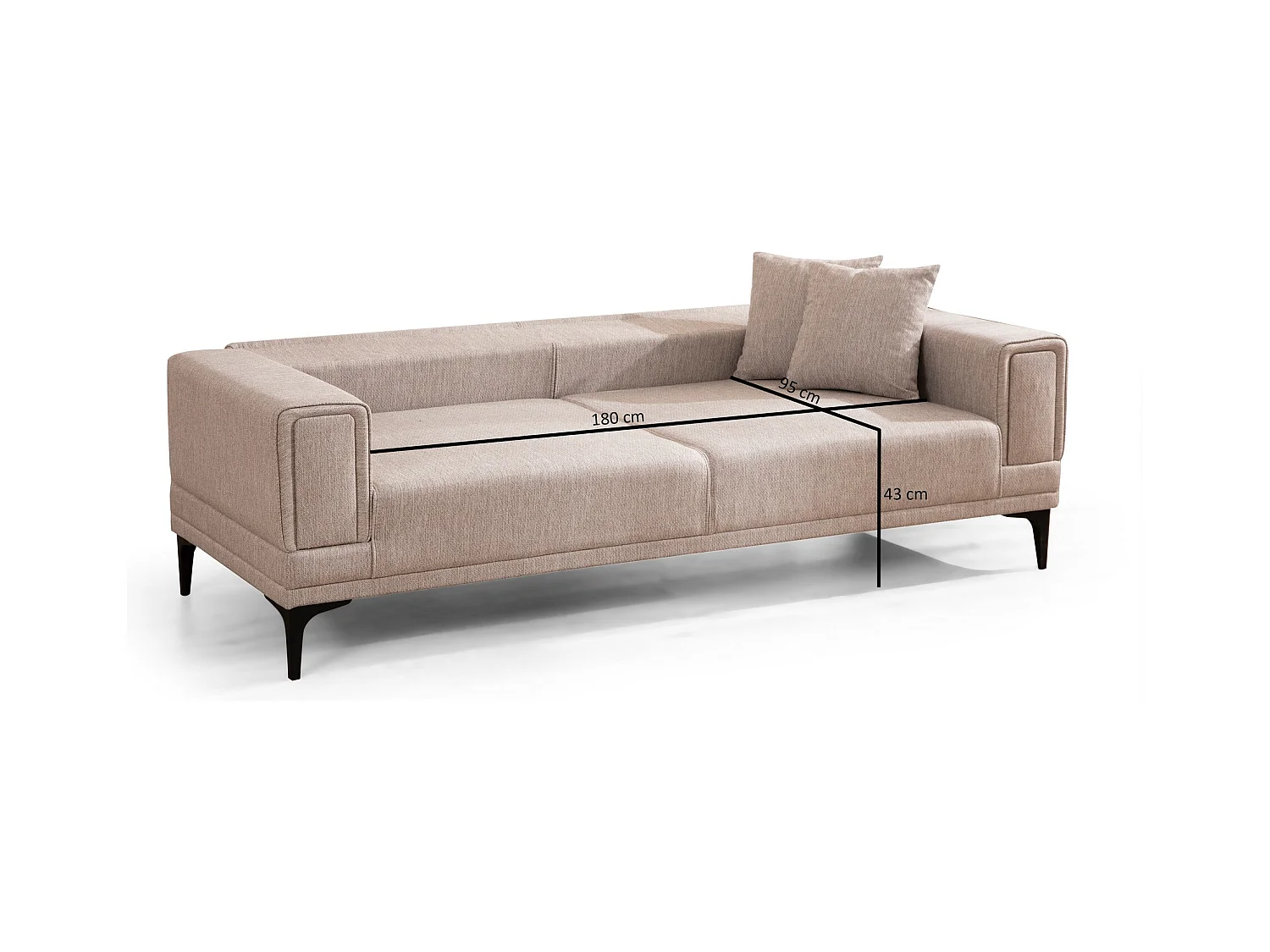 Canapé 3 places convertible Vertice Tissu toile Taupe