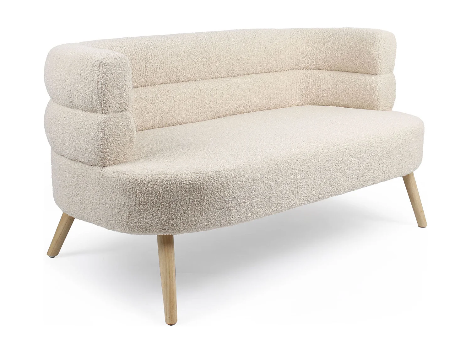 Divano scandinavo a 2 posti Riviani arrotondato Tessuto bouclette beige