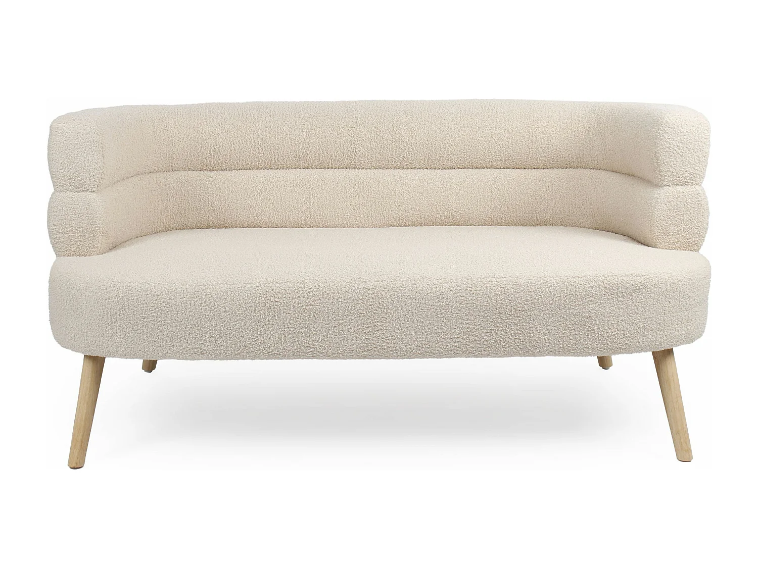 Divano scandinavo a 2 posti Riviani arrotondato Tessuto bouclette beige