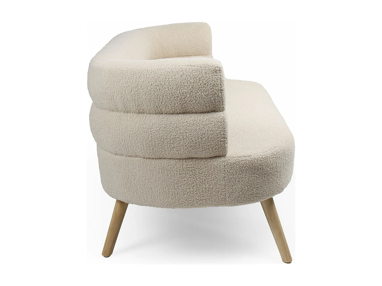 Divano scandinavo a 2 posti Riviani arrotondato Tessuto bouclette beige