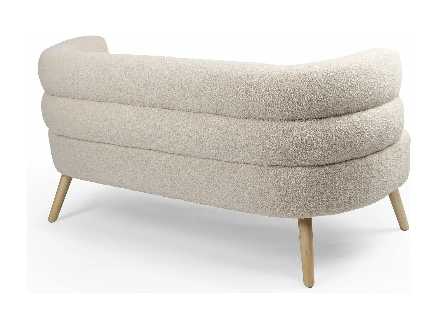 Divano scandinavo a 2 posti Riviani arrotondato Tessuto bouclette beige