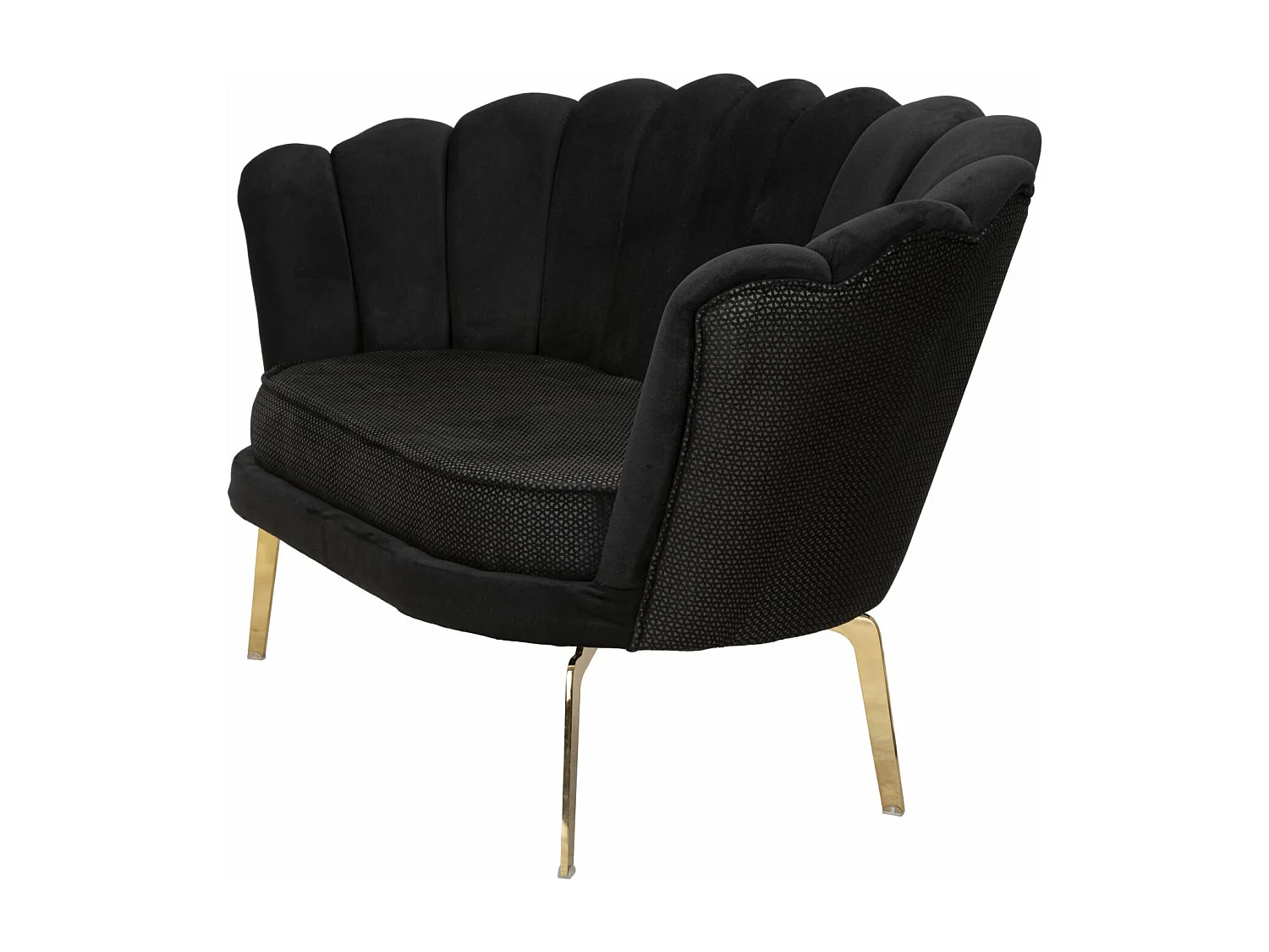 Canapé en tissu noir avec pieds dorés cm 136x76x78