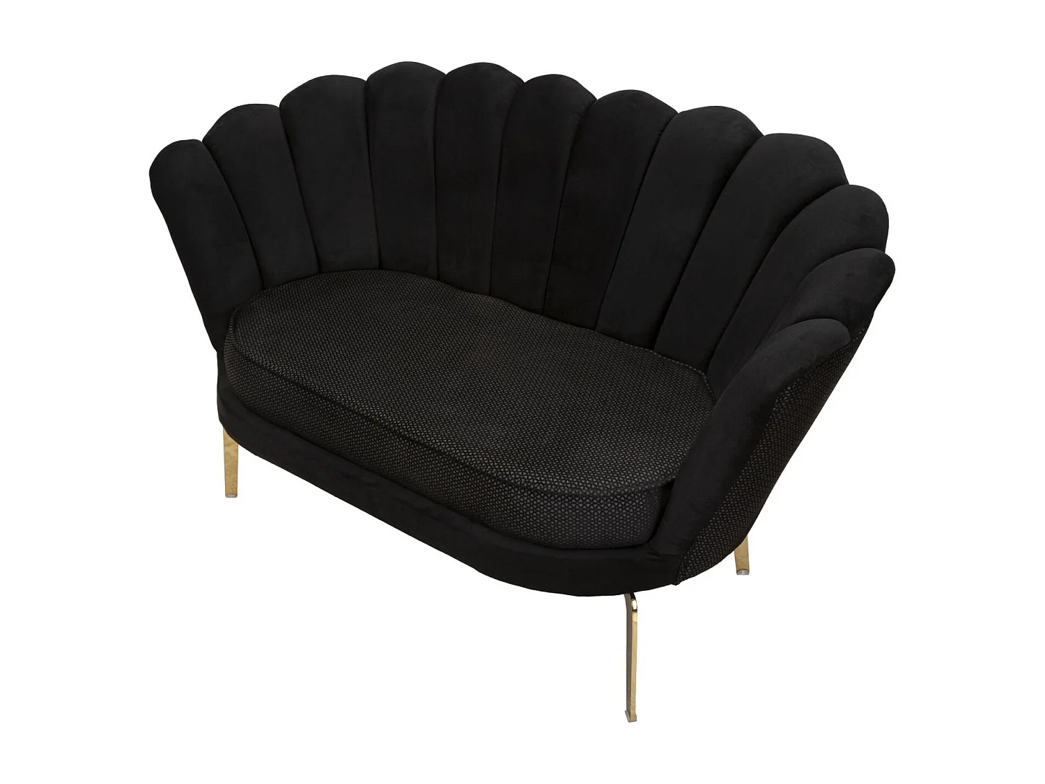 Canapé en tissu noir avec pieds dorés cm 136x76x78