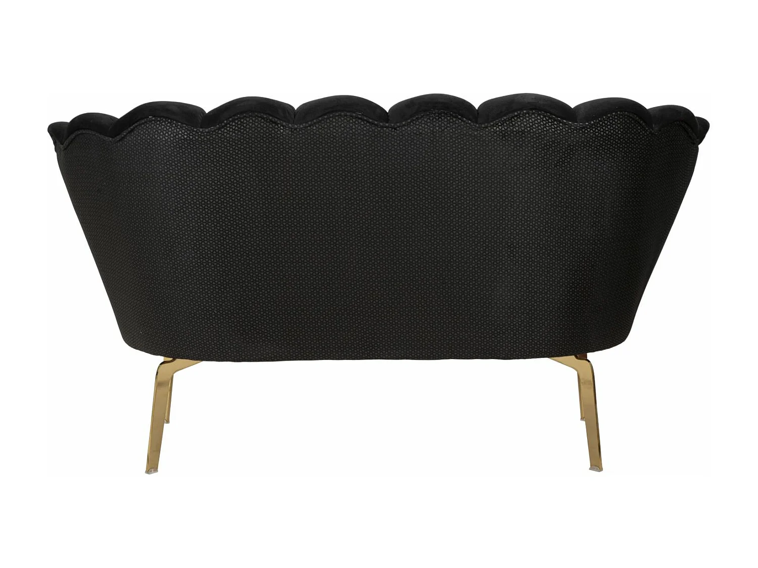 Canapé en tissu noir avec pieds dorés cm 136x76x78