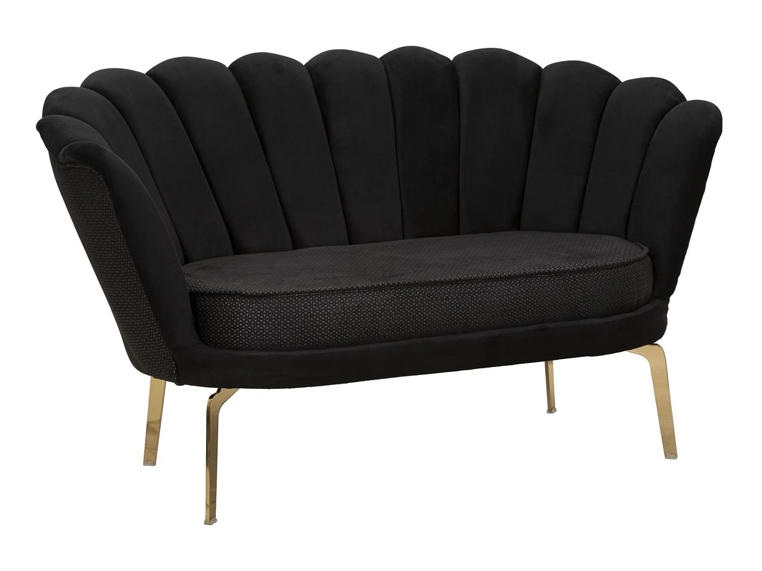 Sofa aus Stoff schwarz mit goldfarbenen Beinen 136x76x78 cm
