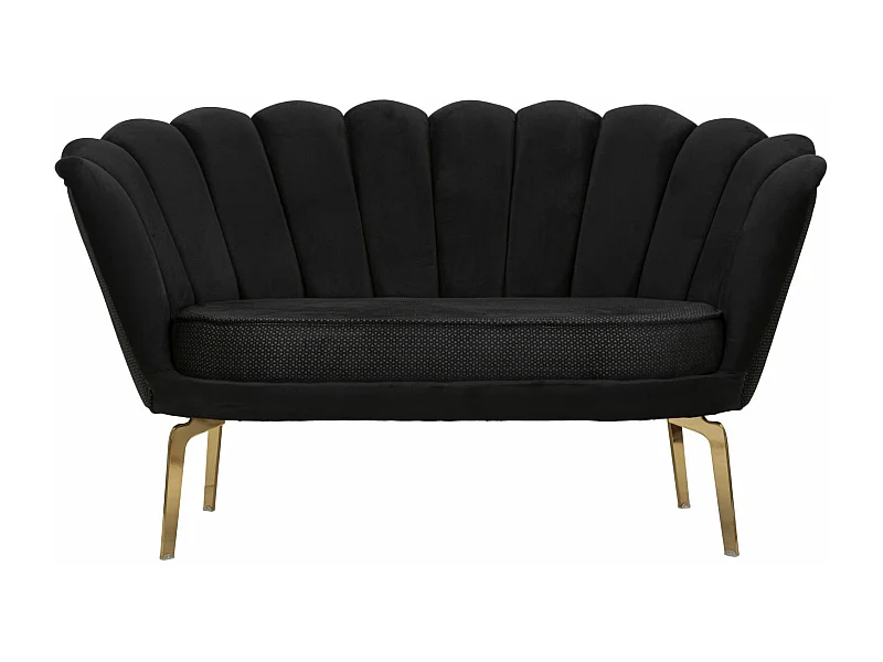 Canapé en tissu noir avec pieds dorés cm 136x76x78