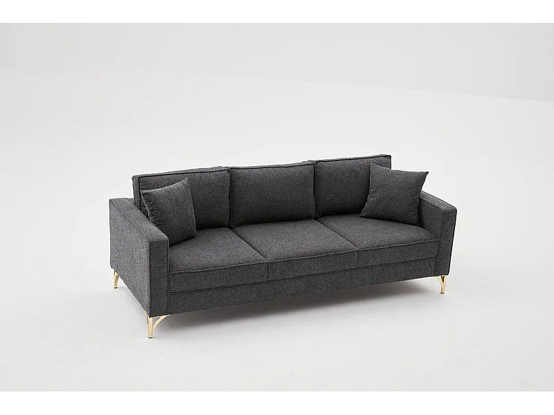 Sofá Altadena 383, Gris, 222x91x83cm, Tapiz, Patas: Metal