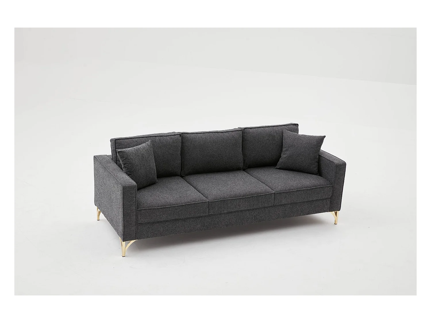 Sofá Altadena 383, Gris, 222x91x83cm, Tapiz, Patas: Metal