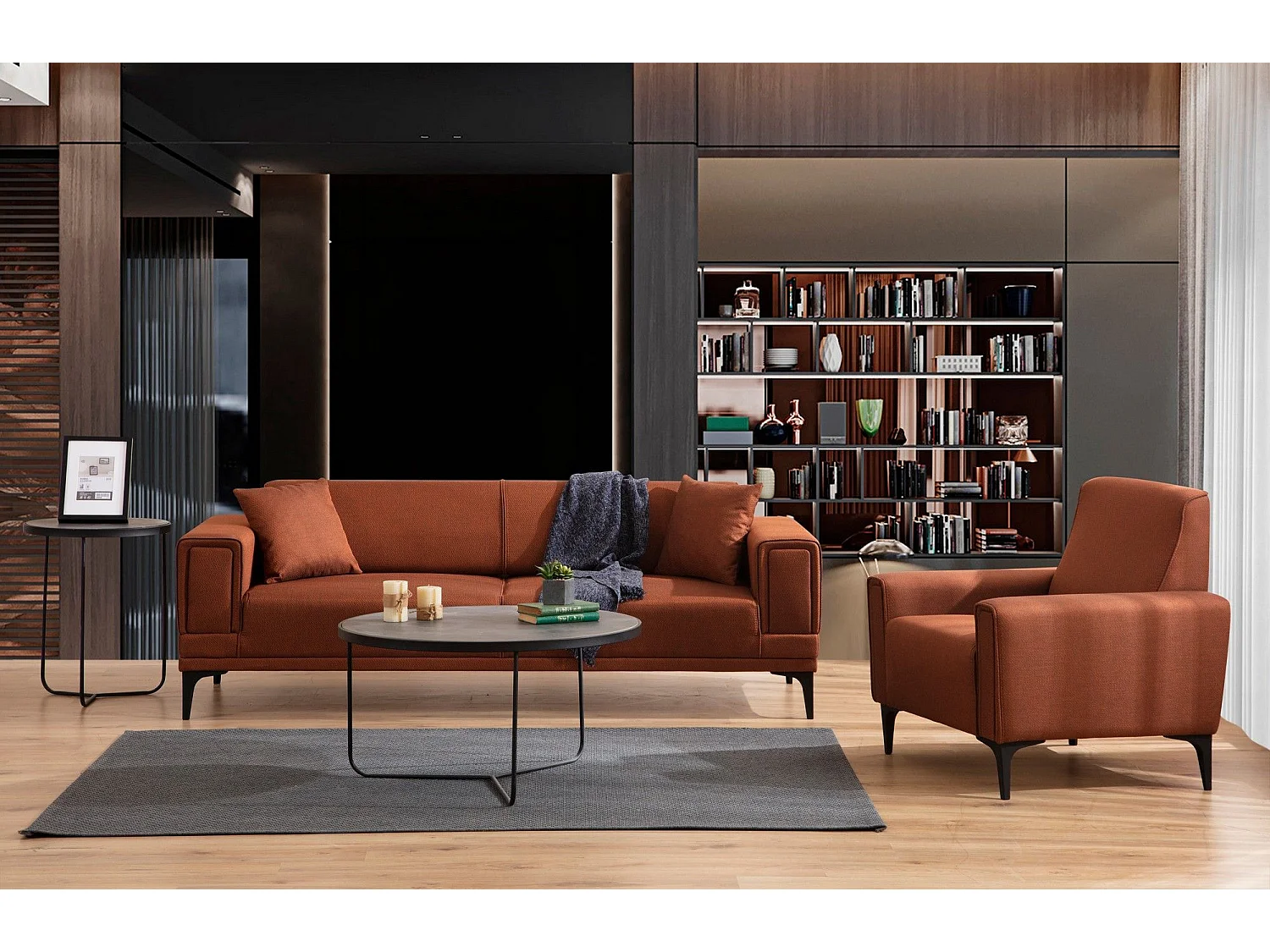 Canapé 3 places convertible Vertice Tissu toile Rouge brique