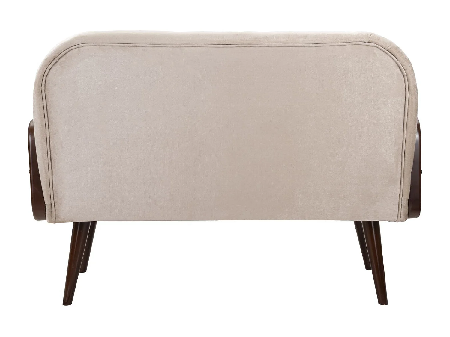 Canapé en tissu beige avec accoudoirs en bois cm 131x80x93