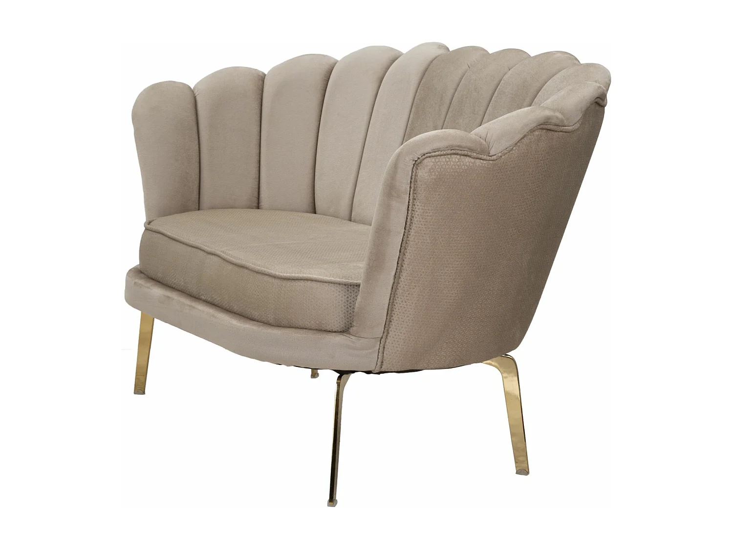 Canapé en tissu beige avec pieds dorés cm 136x76x78