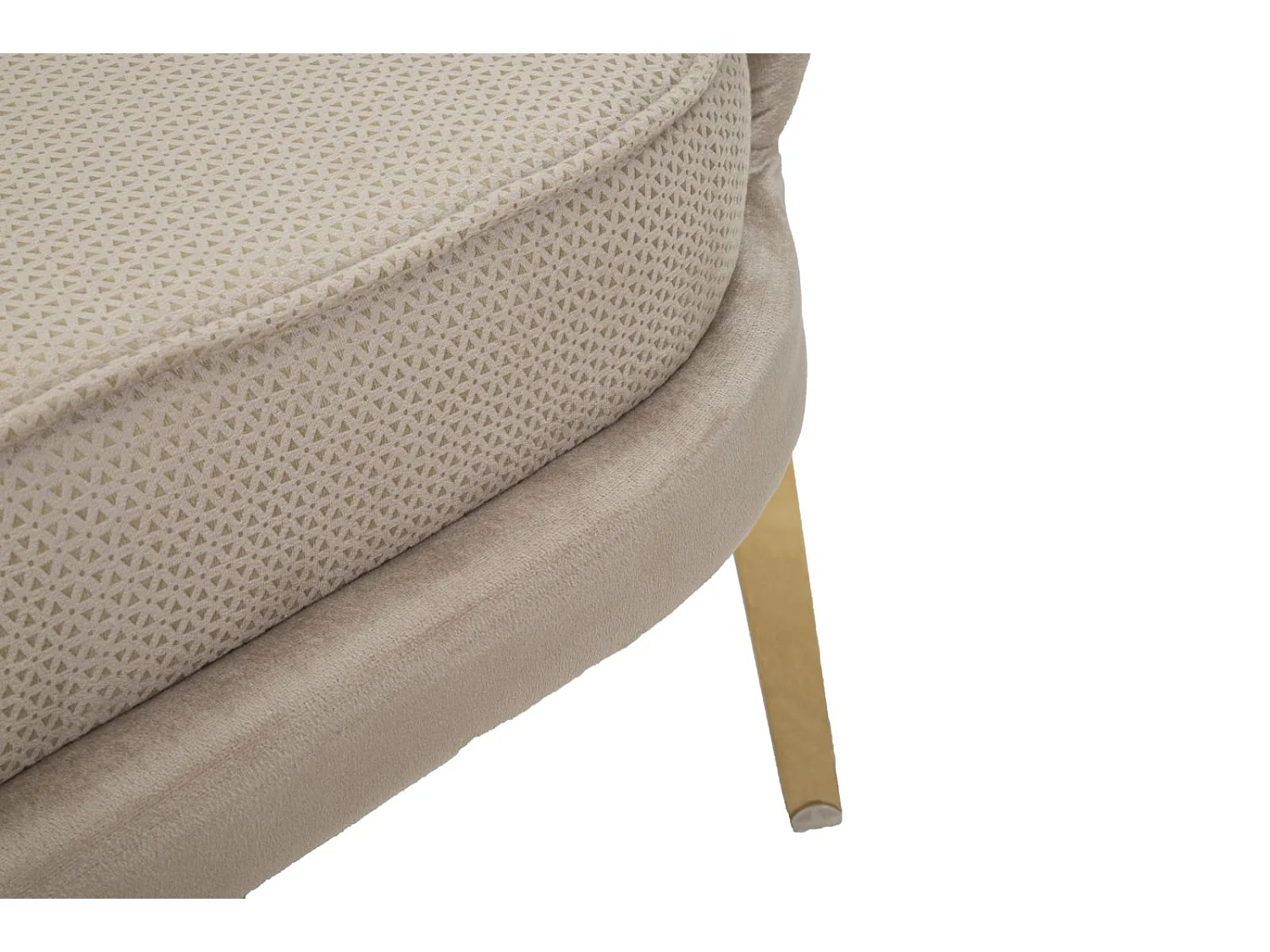 Canapé en tissu beige avec pieds dorés cm 136x76x78