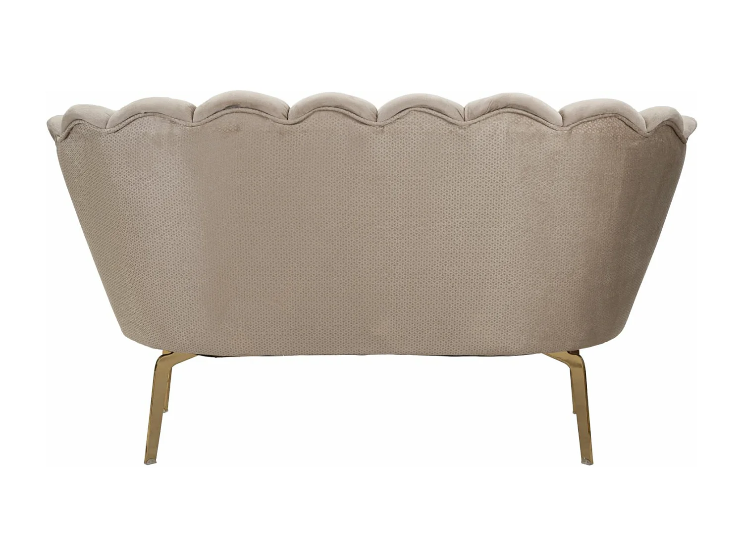 Canapé en tissu beige avec pieds dorés cm 136x76x78