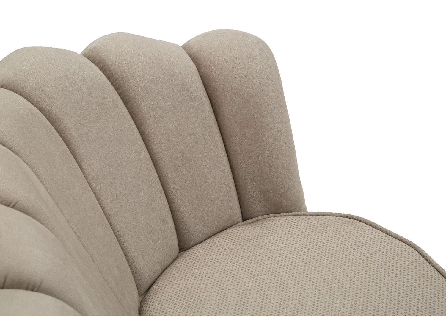 Divano in tessuto beige con gambe dorate cm 136x76x78