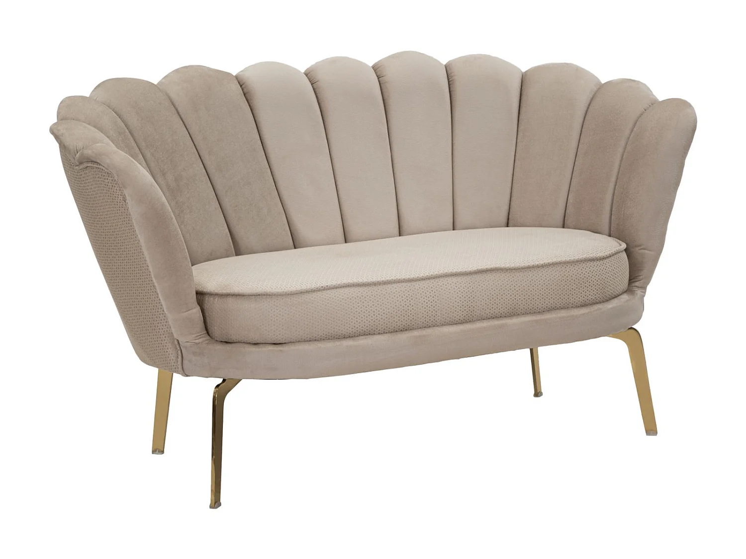 Sofa aus Stoff beige mit goldfarbenen Beinen 136x76x78 cm