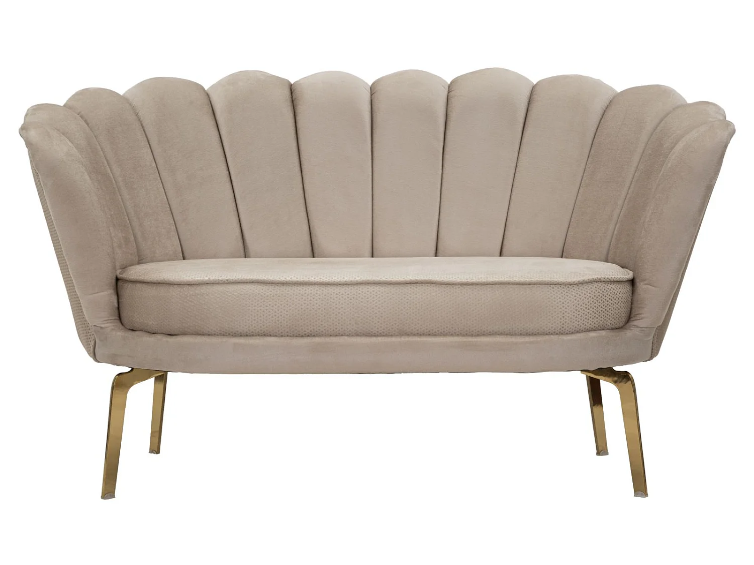 Sofa aus Stoff beige mit goldfarbenen Beinen 136x76x78 cm