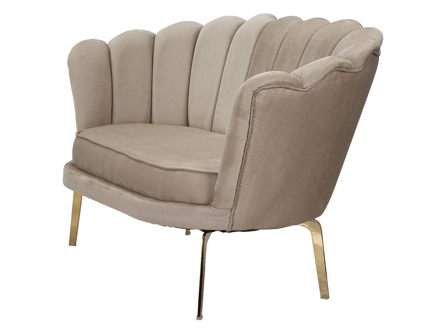 Sofa aus Stoff beige mit goldfarbenen Beinen 136x76x78 cm