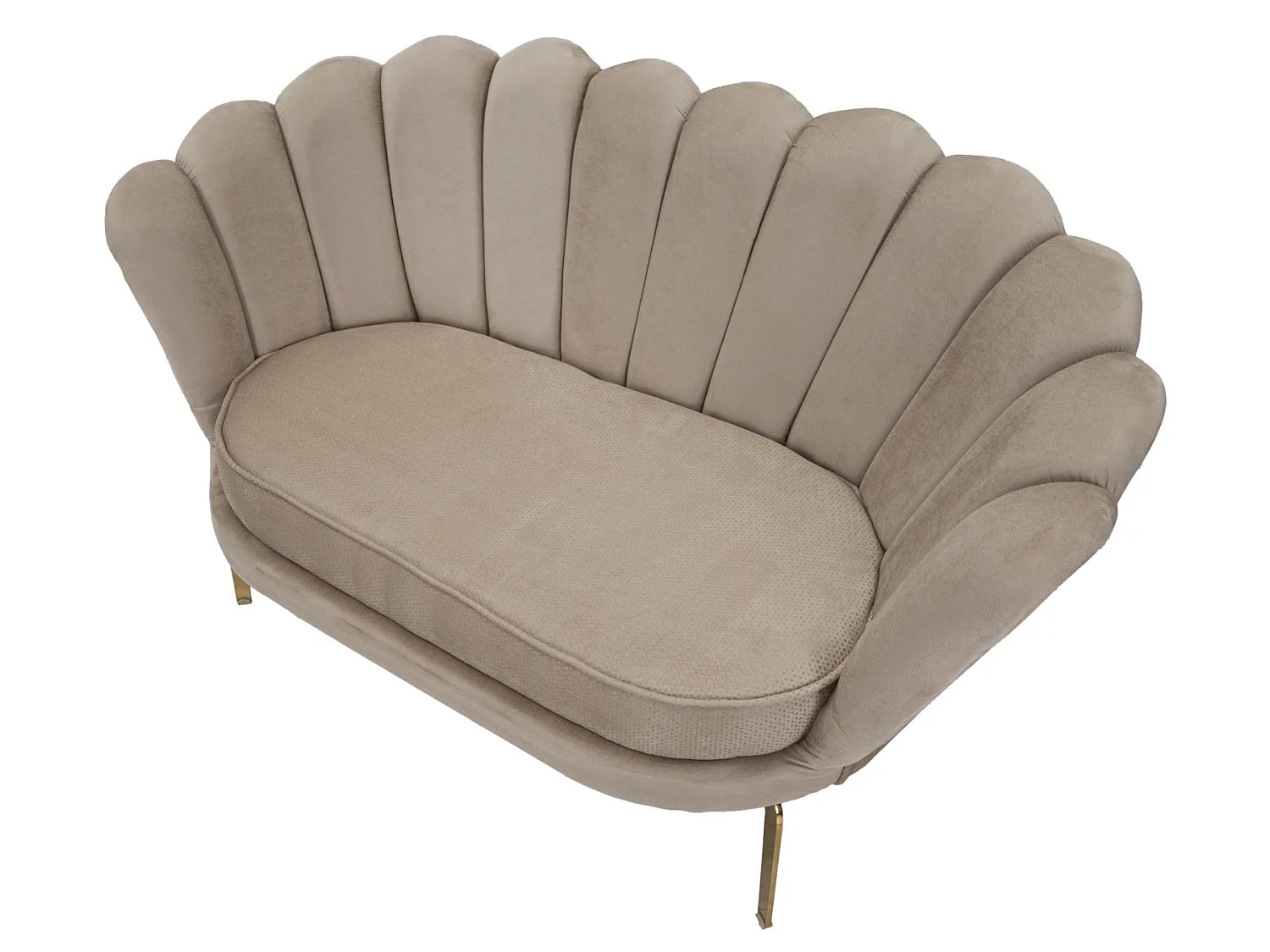 Sofa aus Stoff beige mit goldfarbenen Beinen 136x76x78 cm
