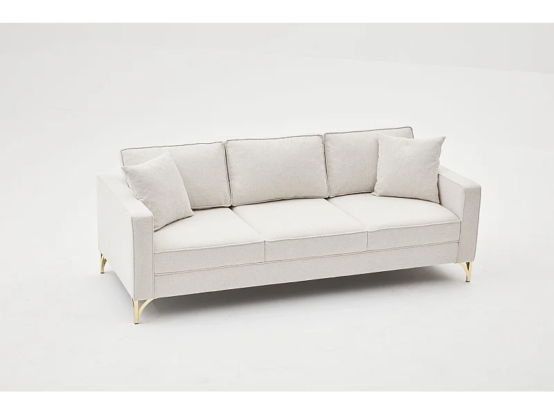 Sofá Altadena 383, De color marrón claro, 222x91x83cm, Tapiz, Patas: Metal