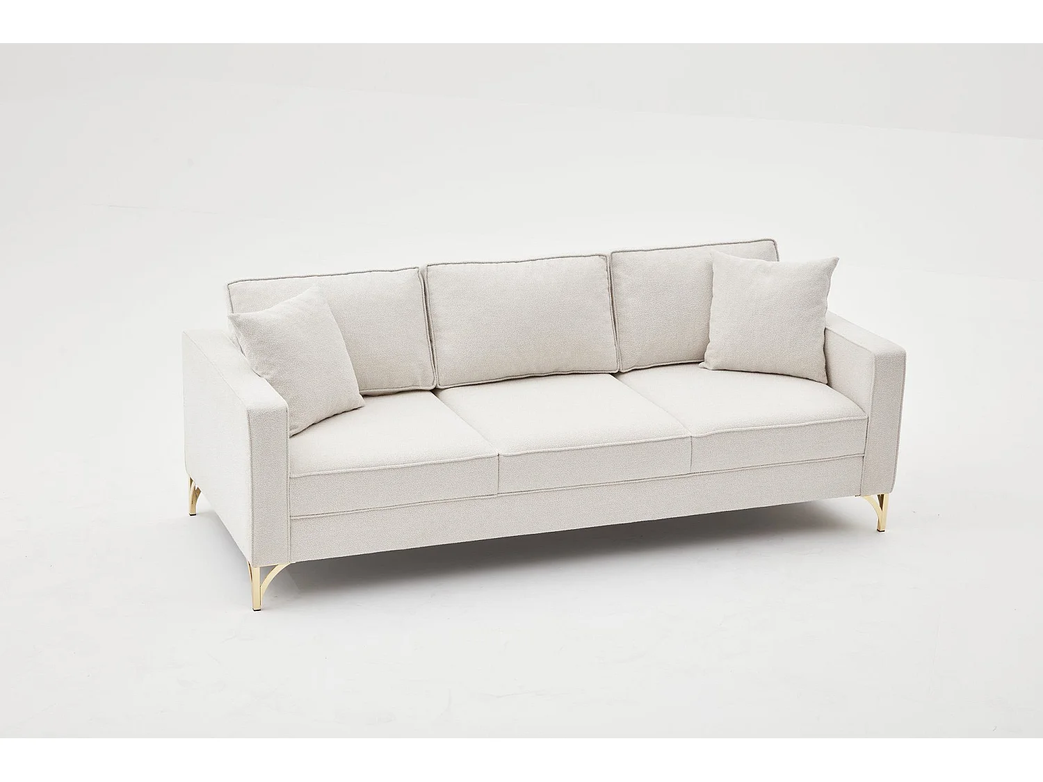 Sofá Altadena 383, De color marrón claro, 222x91x83cm, Tapiz, Patas: Metal