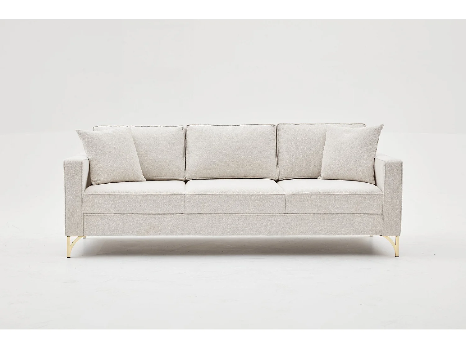 Sofá Altadena 383, De color marrón claro, 222x91x83cm, Tapiz, Patas: Metal