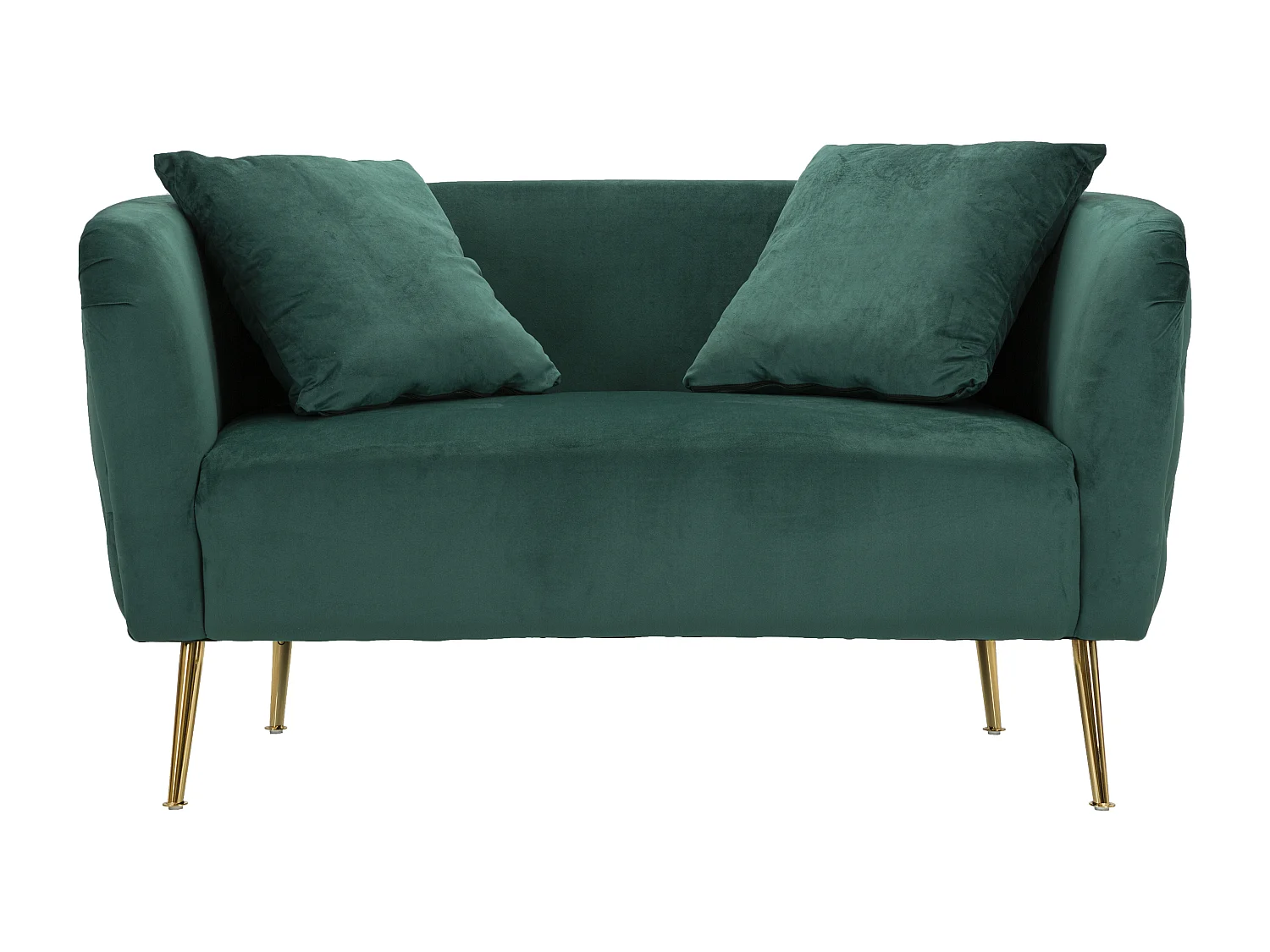 Canapé 2 places en métal et tissu doré et vert cm 127x74x73