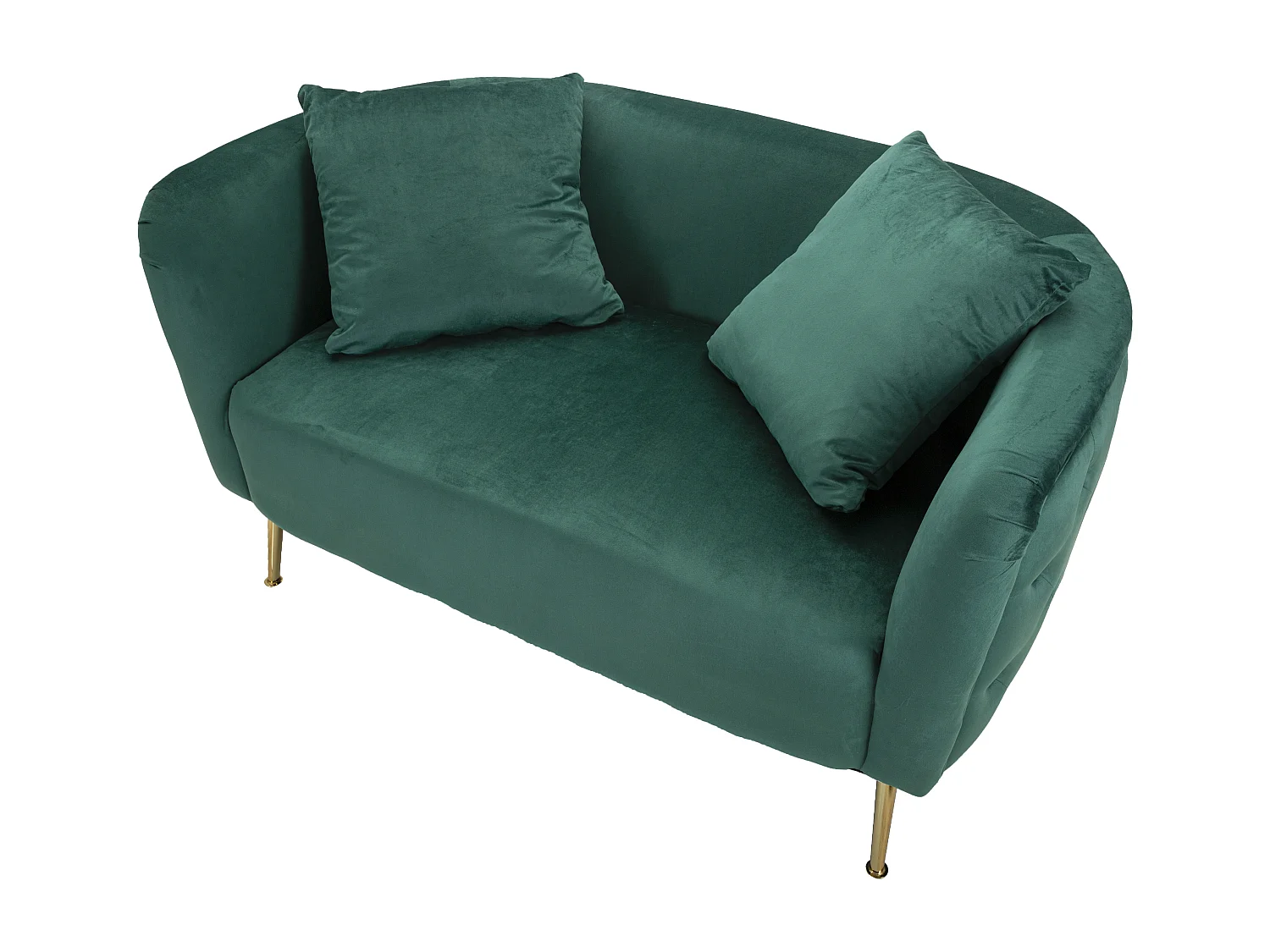 Canapé 2 places en métal et tissu doré et vert cm 127x74x73