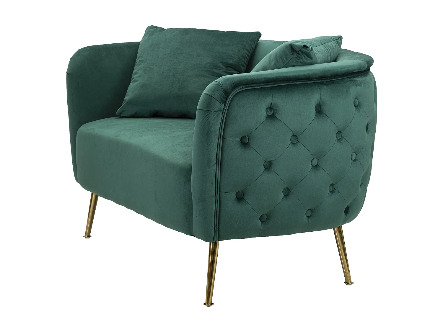 Canapé 2 places en métal et tissu doré et vert cm 127x74x73