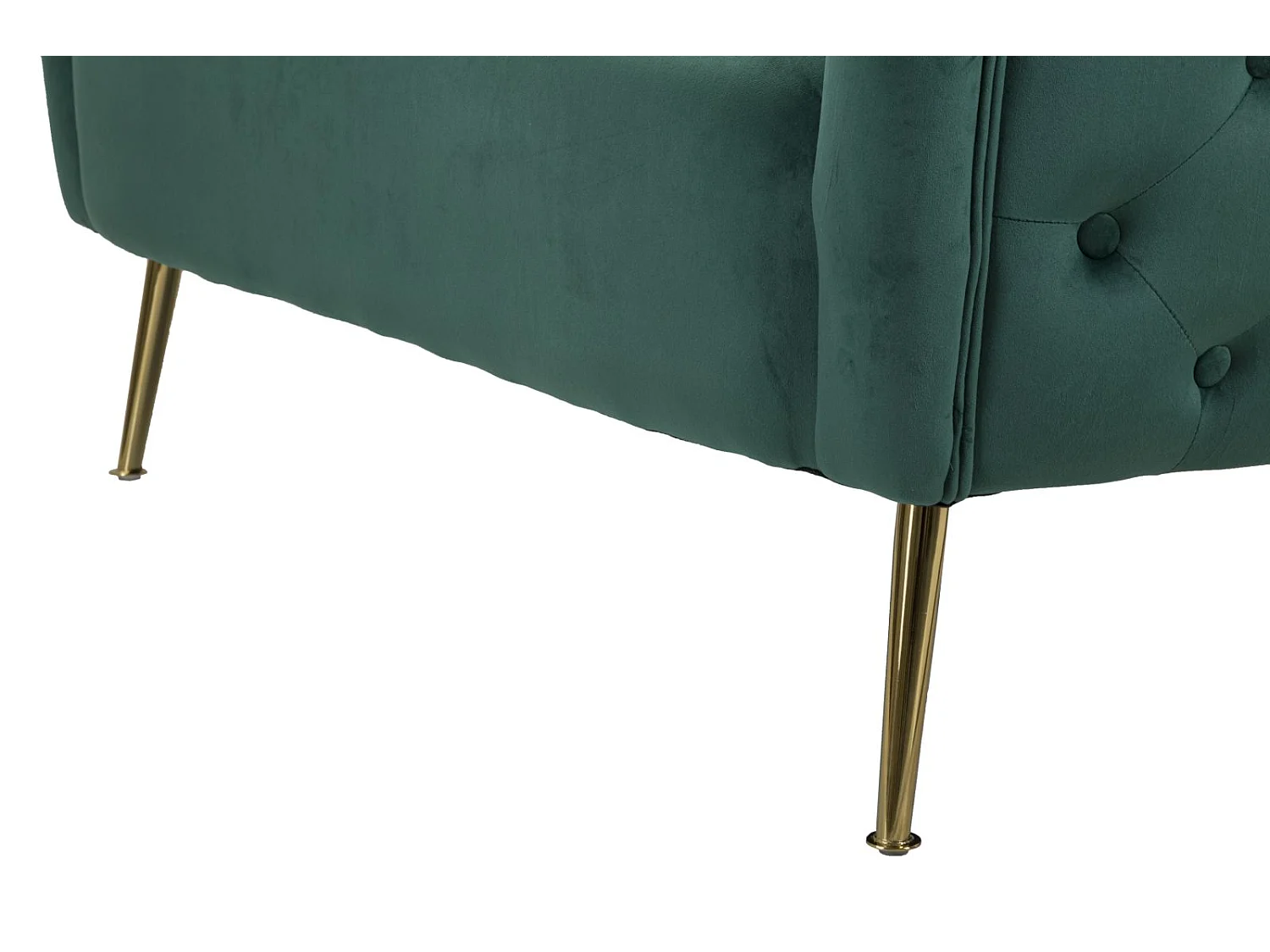 2-zitsbank in metaal en goud-groene stof, 127x74x73 cm