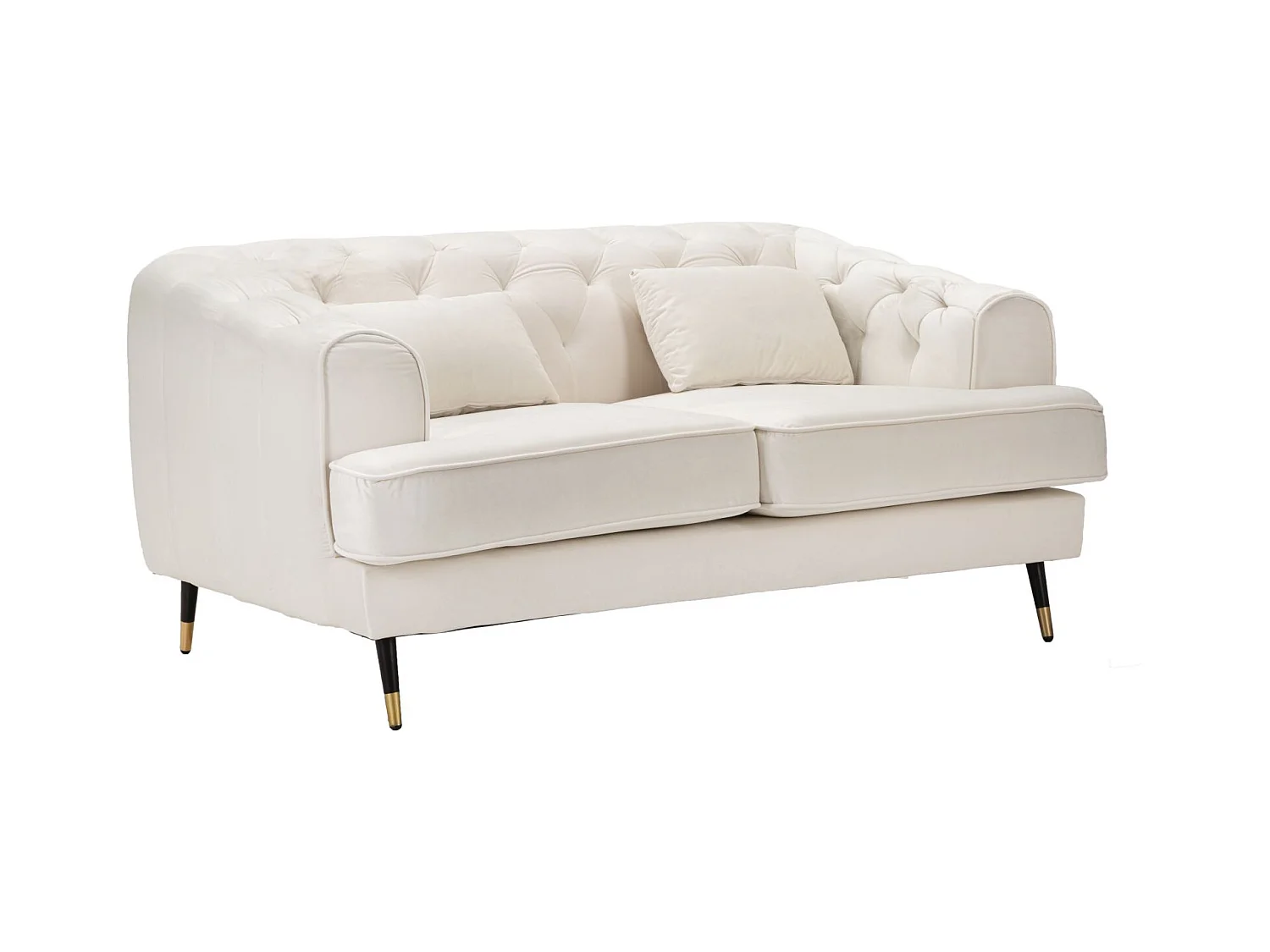Divano in poliestere beige e gambe in legno e metallo cm 146x86x71