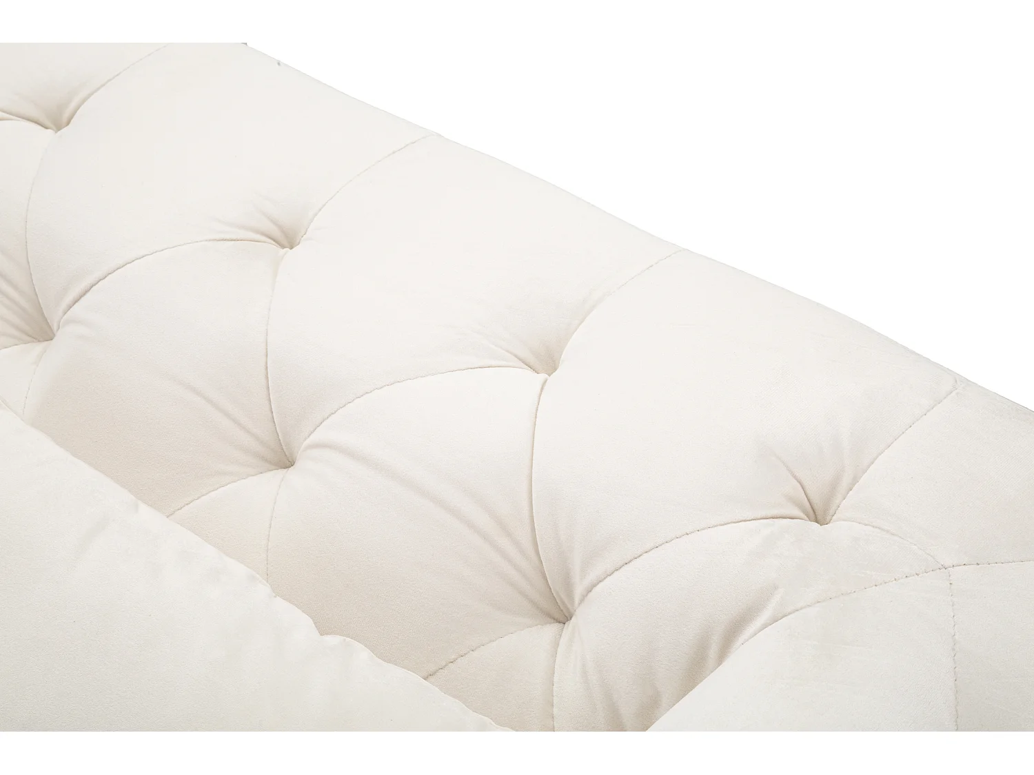 Canapé en polyester beige et pieds en bois et métal cm 146x86x71