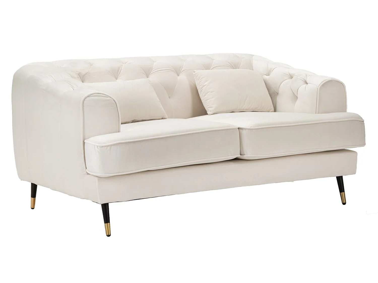 Sofa aus Polyester beige mit Beinen aus Holz und Metall 146x86x71 cm