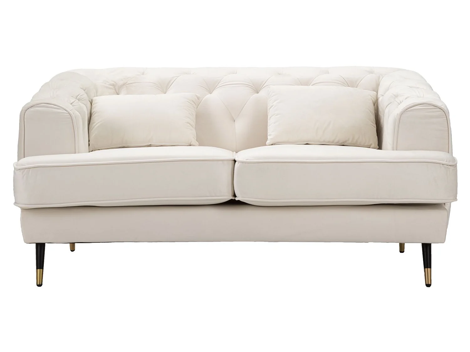 Sofa aus Polyester beige mit Beinen aus Holz und Metall 146x86x71 cm